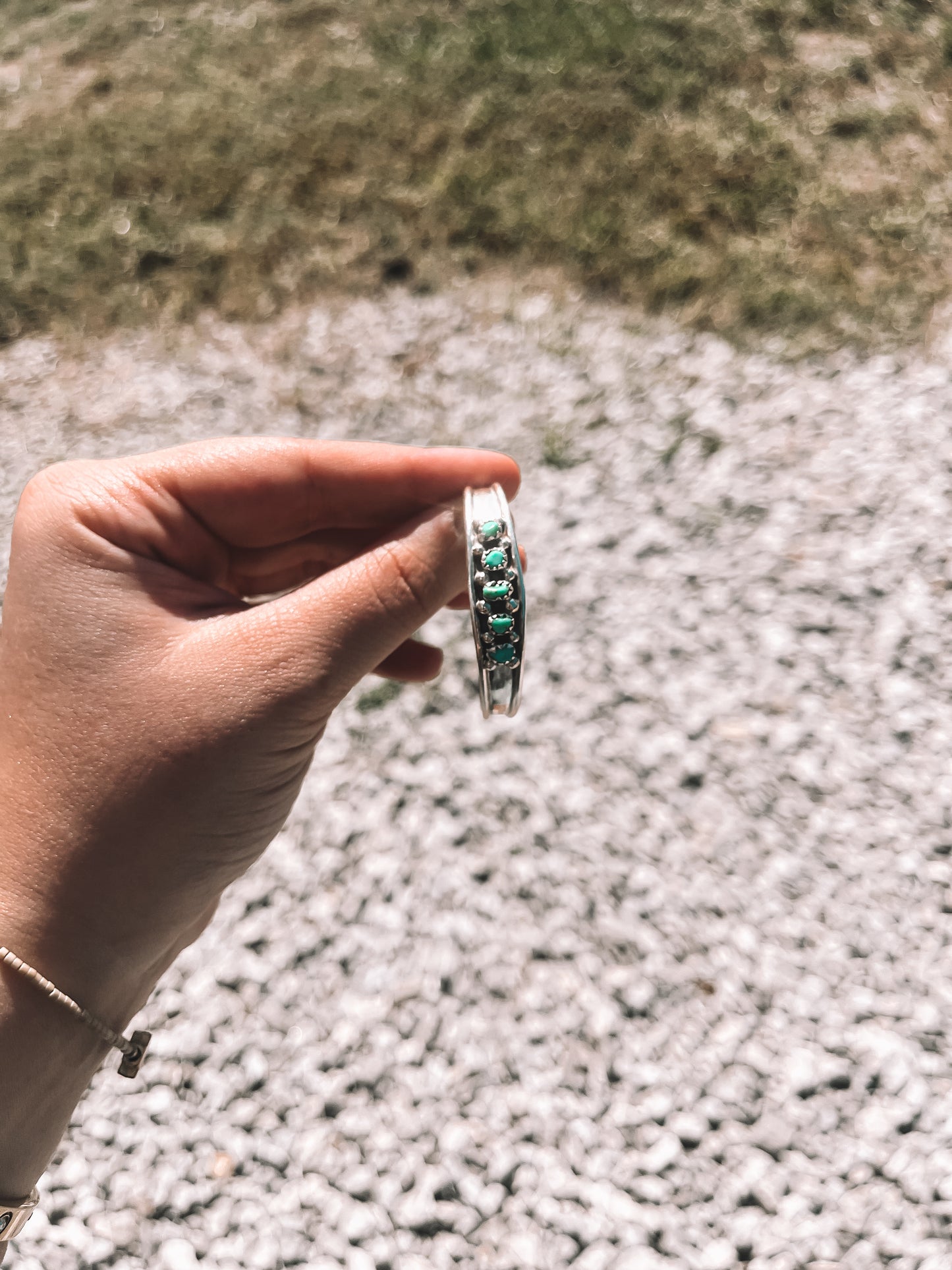 5 Stone Sterling Baby Cuff Bracelet - Turquoise