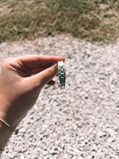 5 Stone Sterling Baby Cuff Bracelet - Turquoise