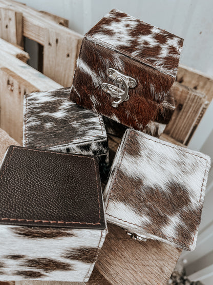 Cowhide Ring Box in Dark Brown