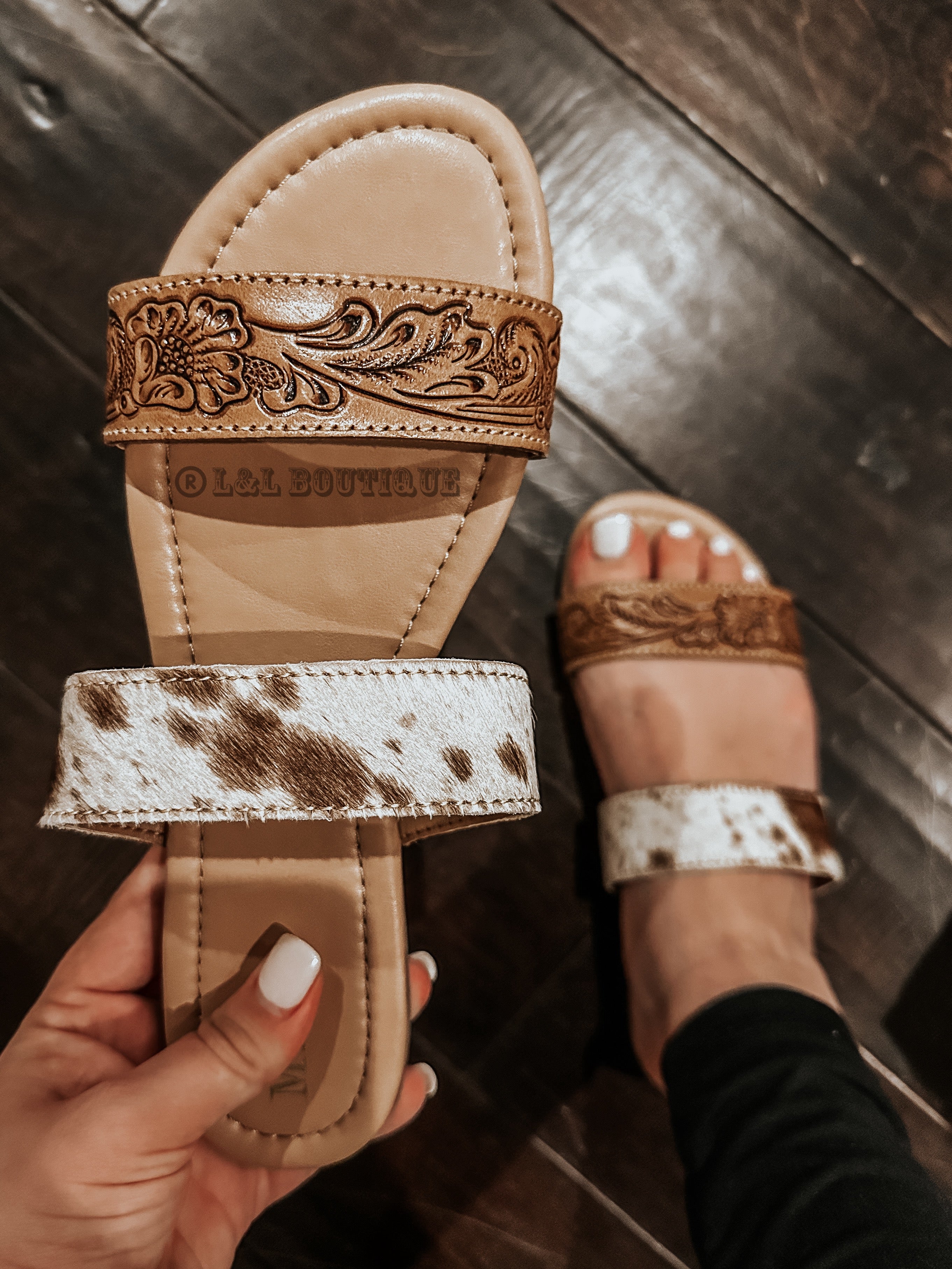 Lena Cowhide Leather Sandals