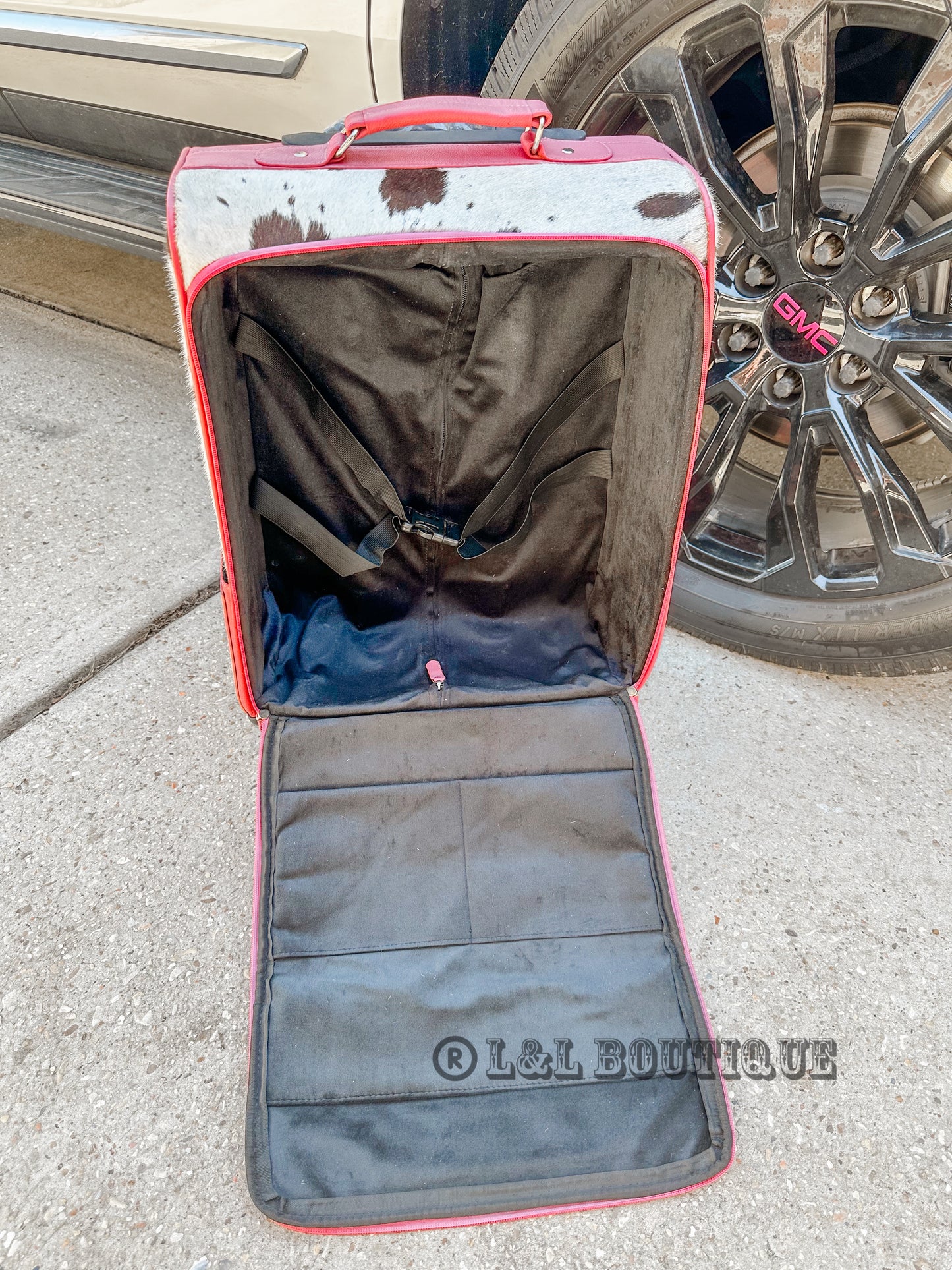Darlene Pink Cowhide Leather Suitcase Luggage