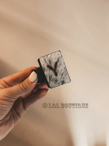 Mini Black Cowhide Claw Clip