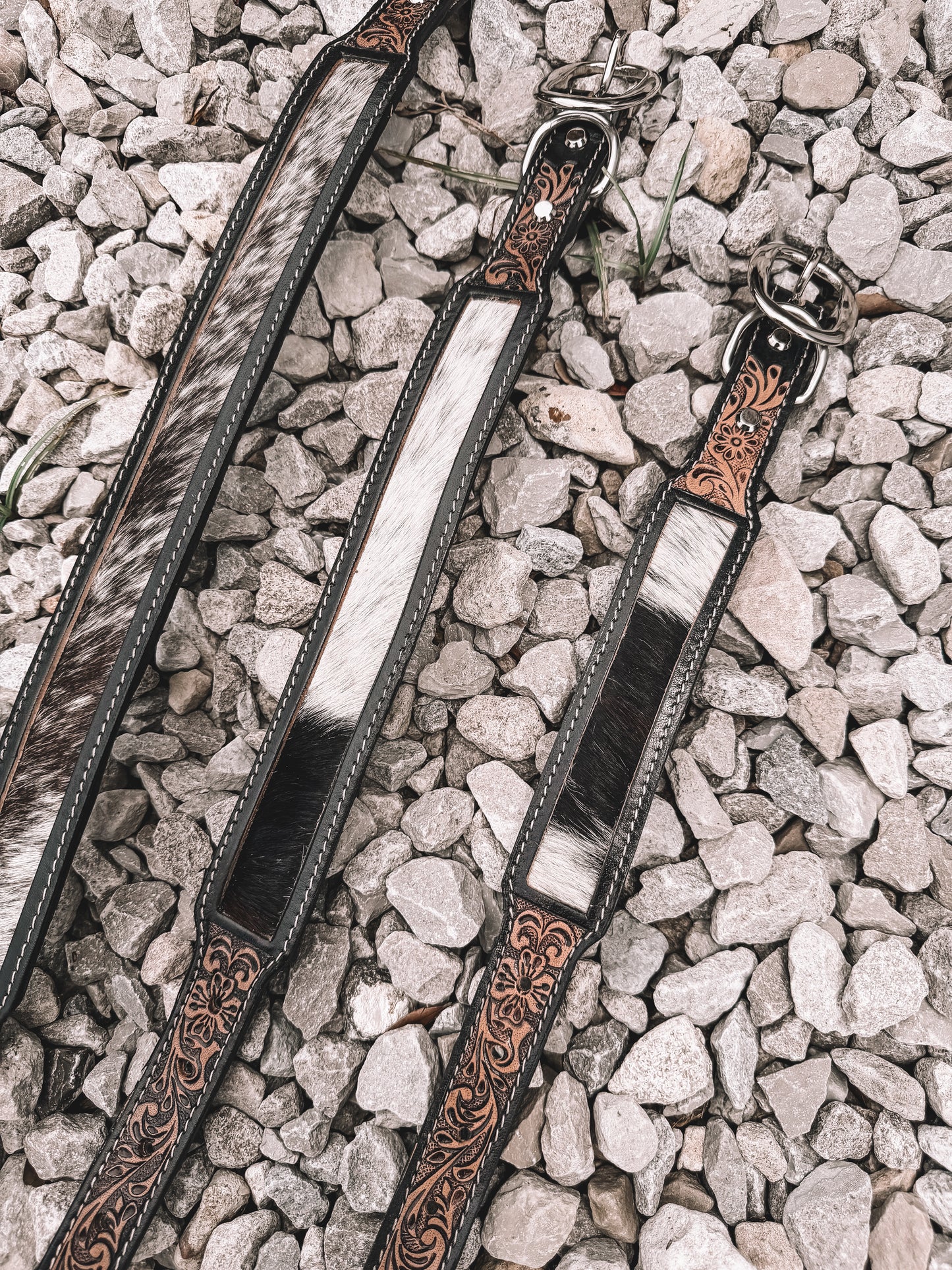 Bailey Cowhide & Leather Dog Collar