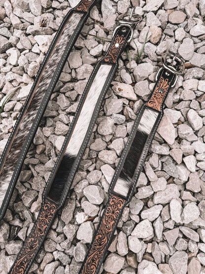 Bailey Cowhide & Leather Dog Collar