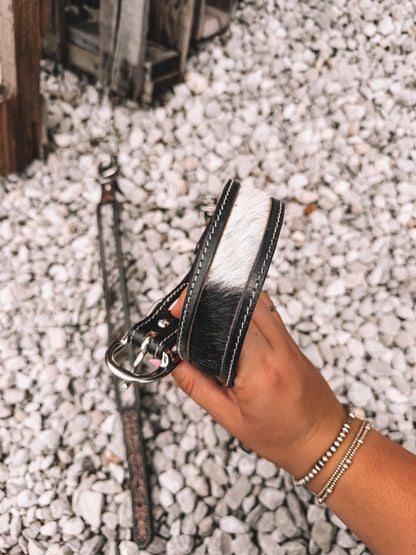 Bailey Cowhide & Leather Dog Collar