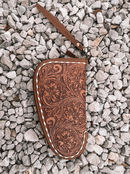 Bronzefall Tooled Leather Gun Sleeve
