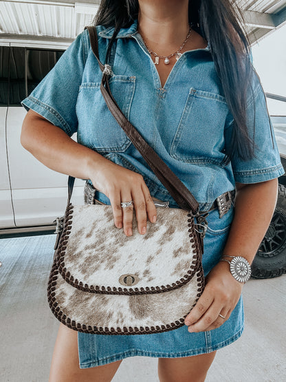 Livingston Cowhide Buck Stitch Crossbody