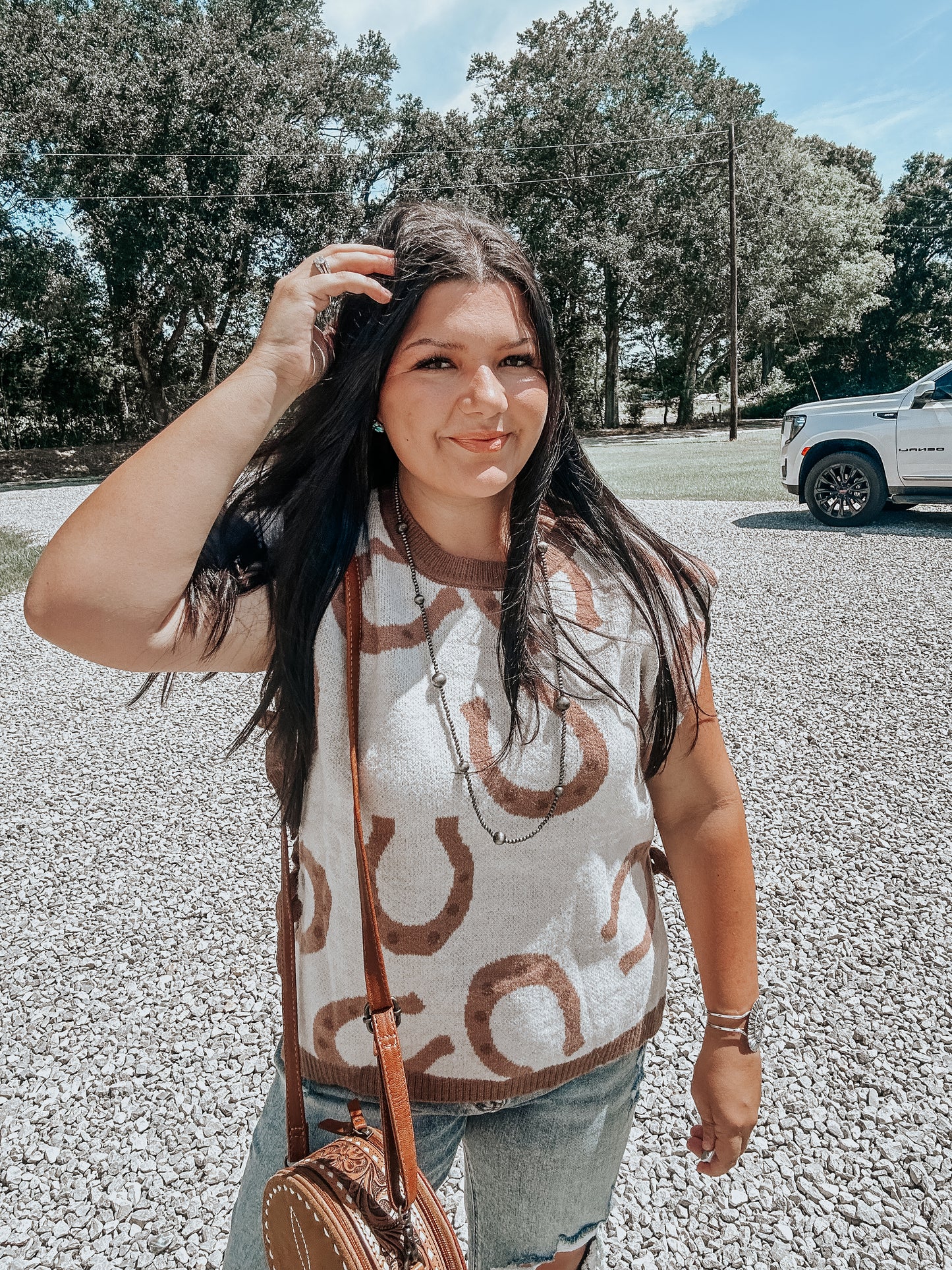 Horse Shoe Sweater Vest Top