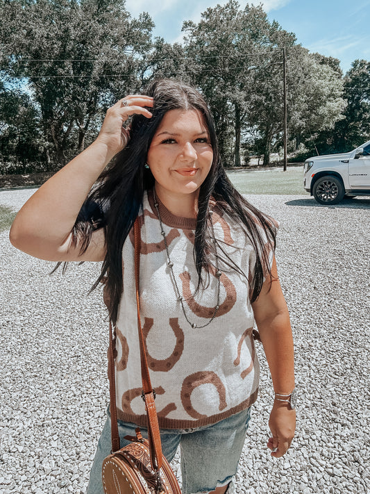 Horse Shoe Sweater Vest Top