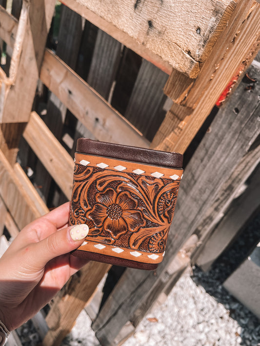 Tooled Leather Pencil Holder