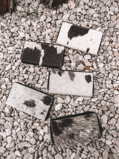 Cowhide Zip-up Wallet in Dark