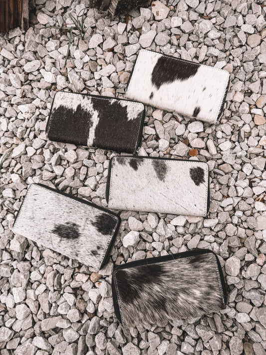 Cowhide Zip-up Wallet in Dark