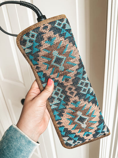 Teal Aztec Hot Iron Cover