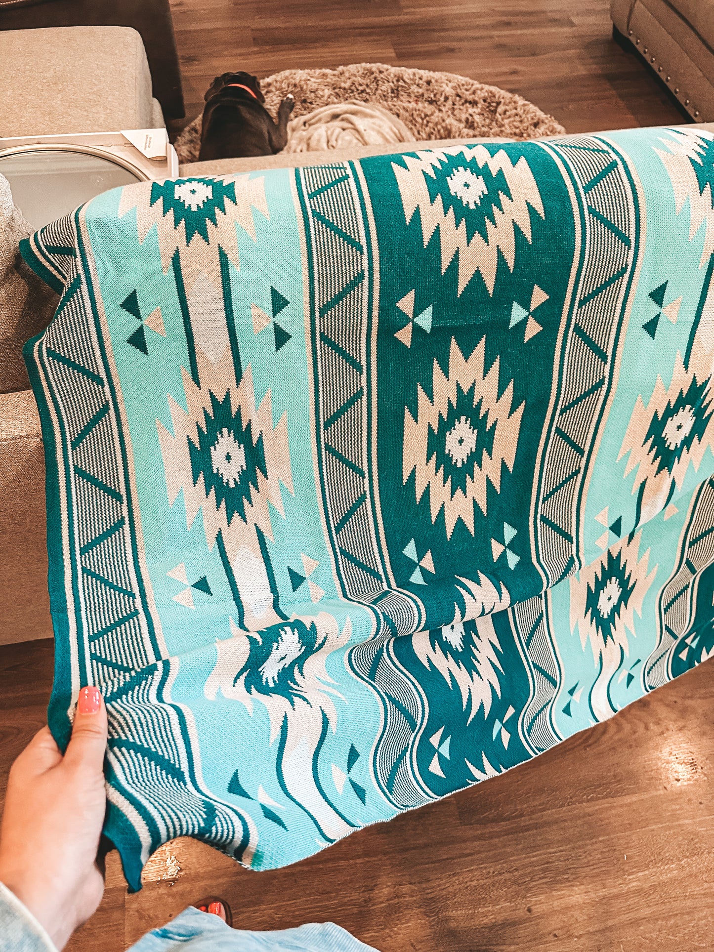Turquoise Aztec Blanket