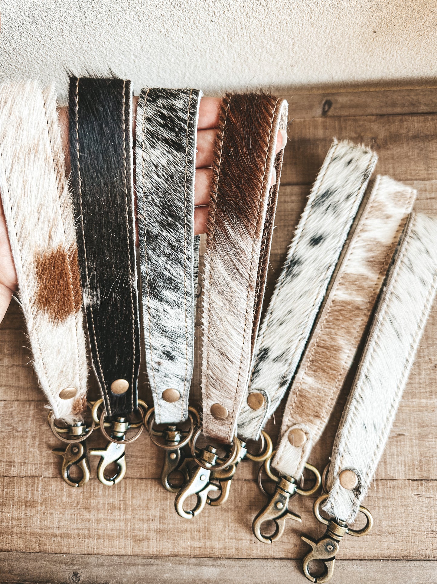 Out West Cowhide Wristlet Keychain