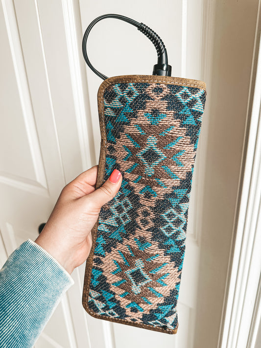 Teal Aztec Hot Iron Cover