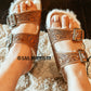 Trail Winder Fur Tooled Leather Sandals