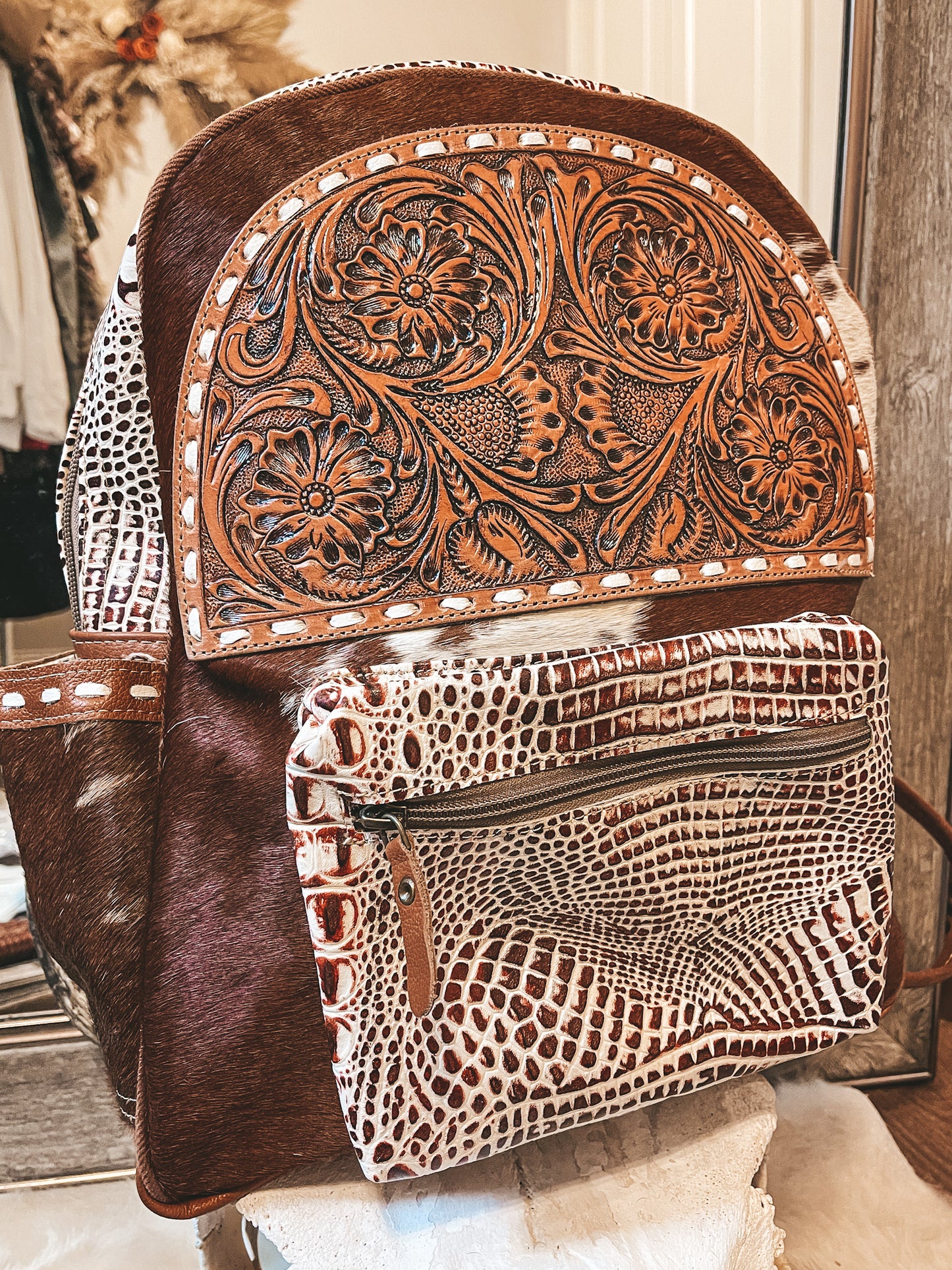 Tropey Leather Cowhide Backpack
