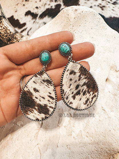 Turquoise Cow Drop Earrings