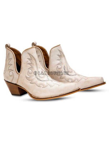 White Western Leather Booties