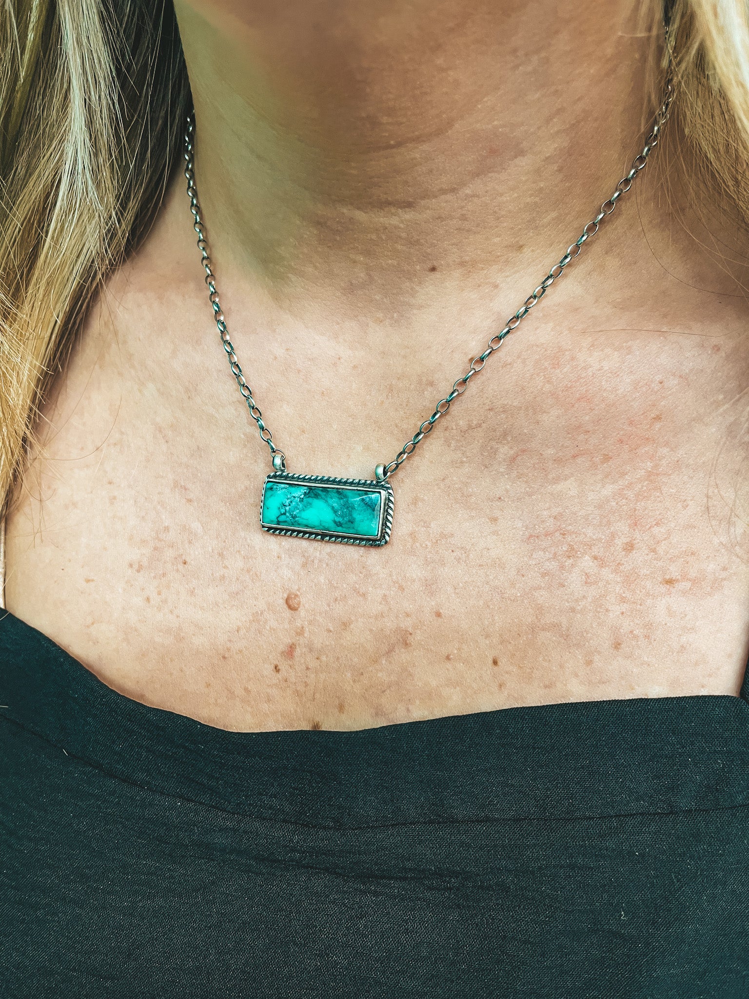 Turquoise deals bar necklace