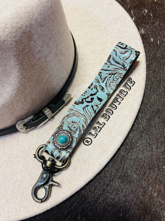 Sapphire Turquoise Key Wristlet