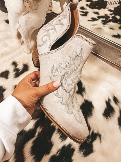 White Western Leather Booties