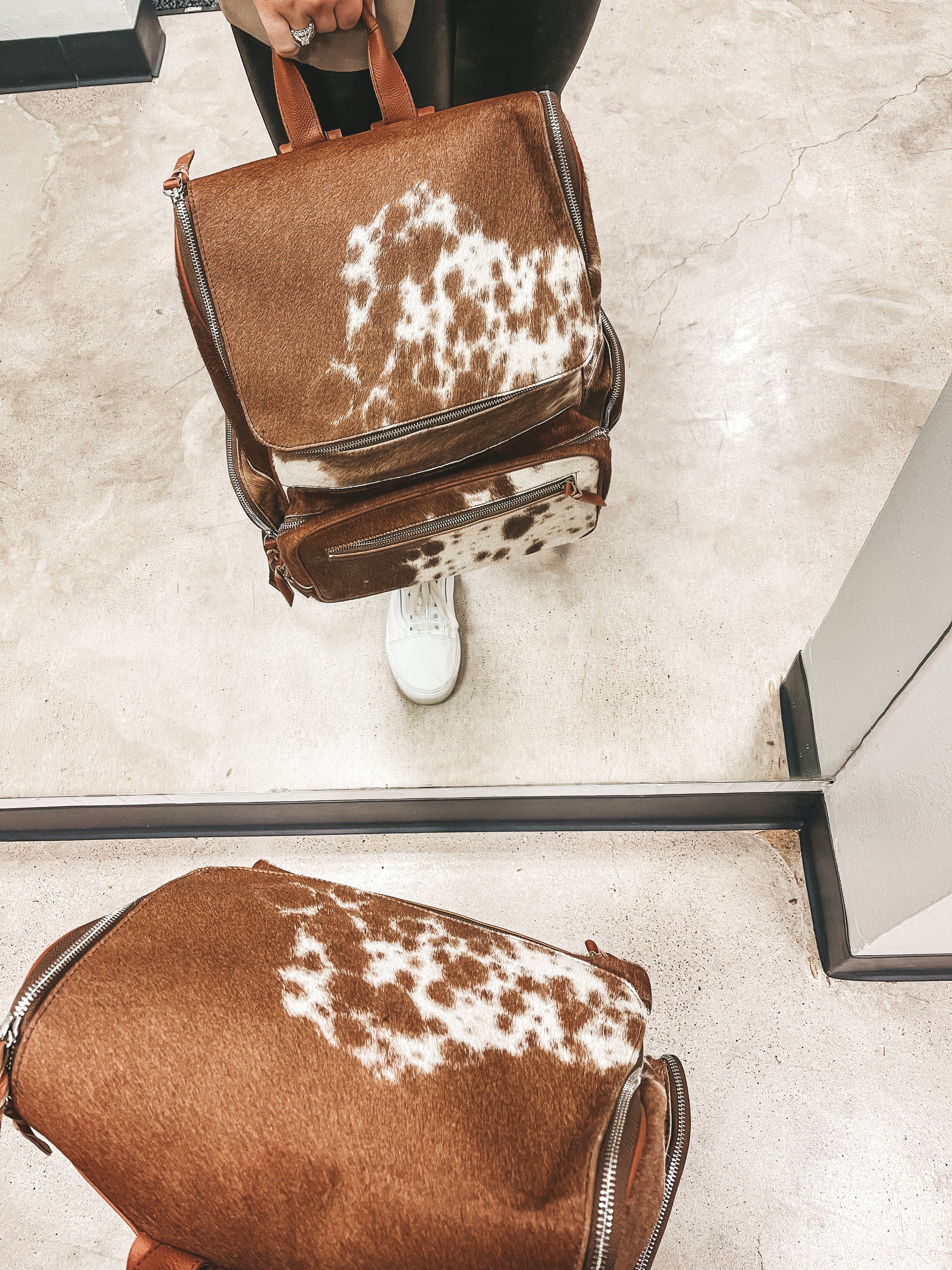 cowhide leather backpack brown Load It Up Cowhide Backpack in Tan – L&L Boutique