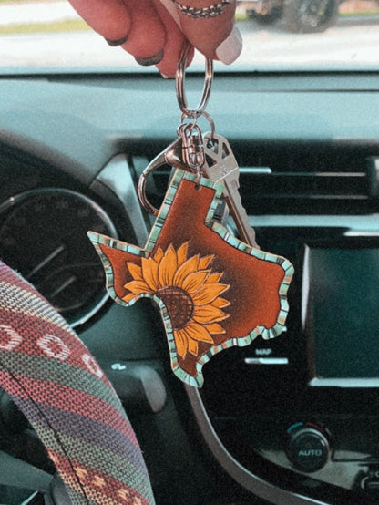 Texas Leather Keychain