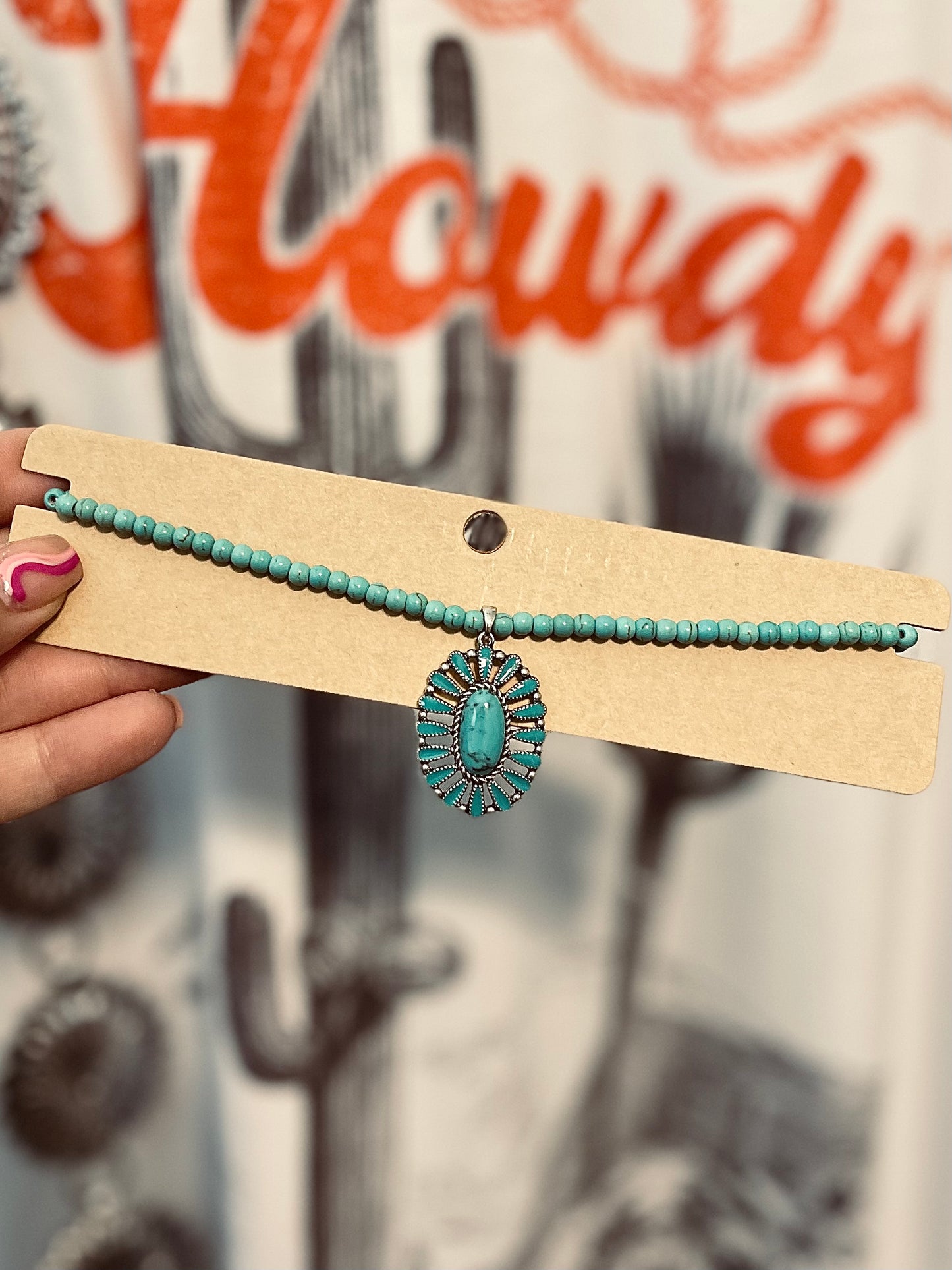 Turquoise Cluster Charm Choker