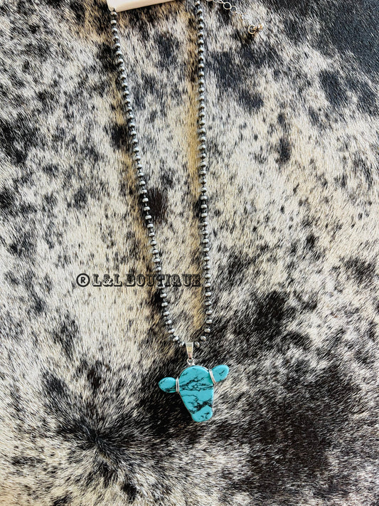 Wired Turquoise Cow Necklace