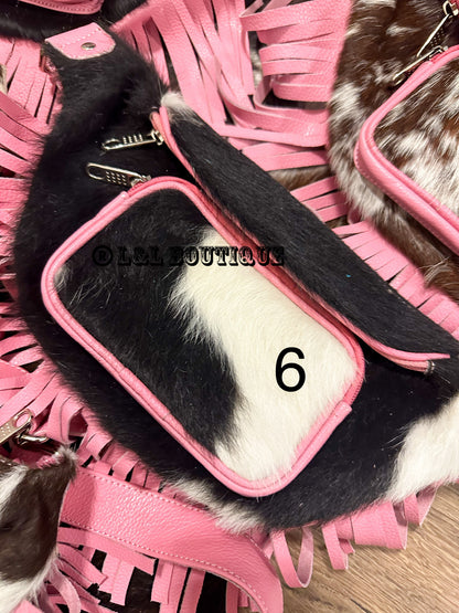 Pink Cowhide Fanny Bum Bag