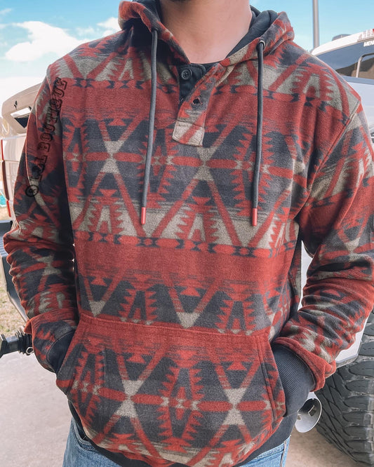 Red & Green Aztec Hoodie