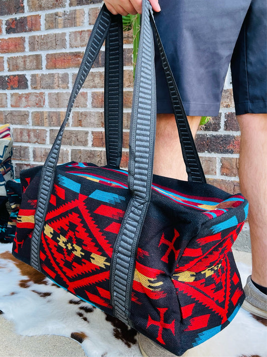 Red & Black Aztec Weekender Bag