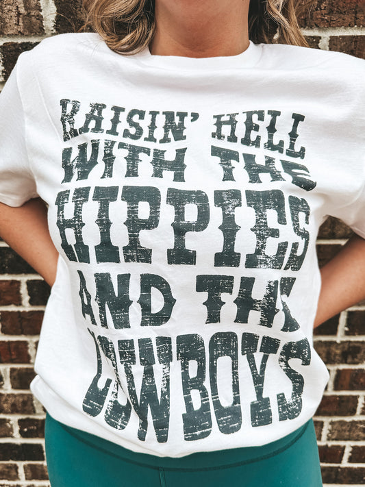 Hippies & Cowboys White Tshirt