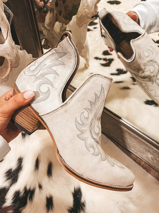 White Western Leather Booties