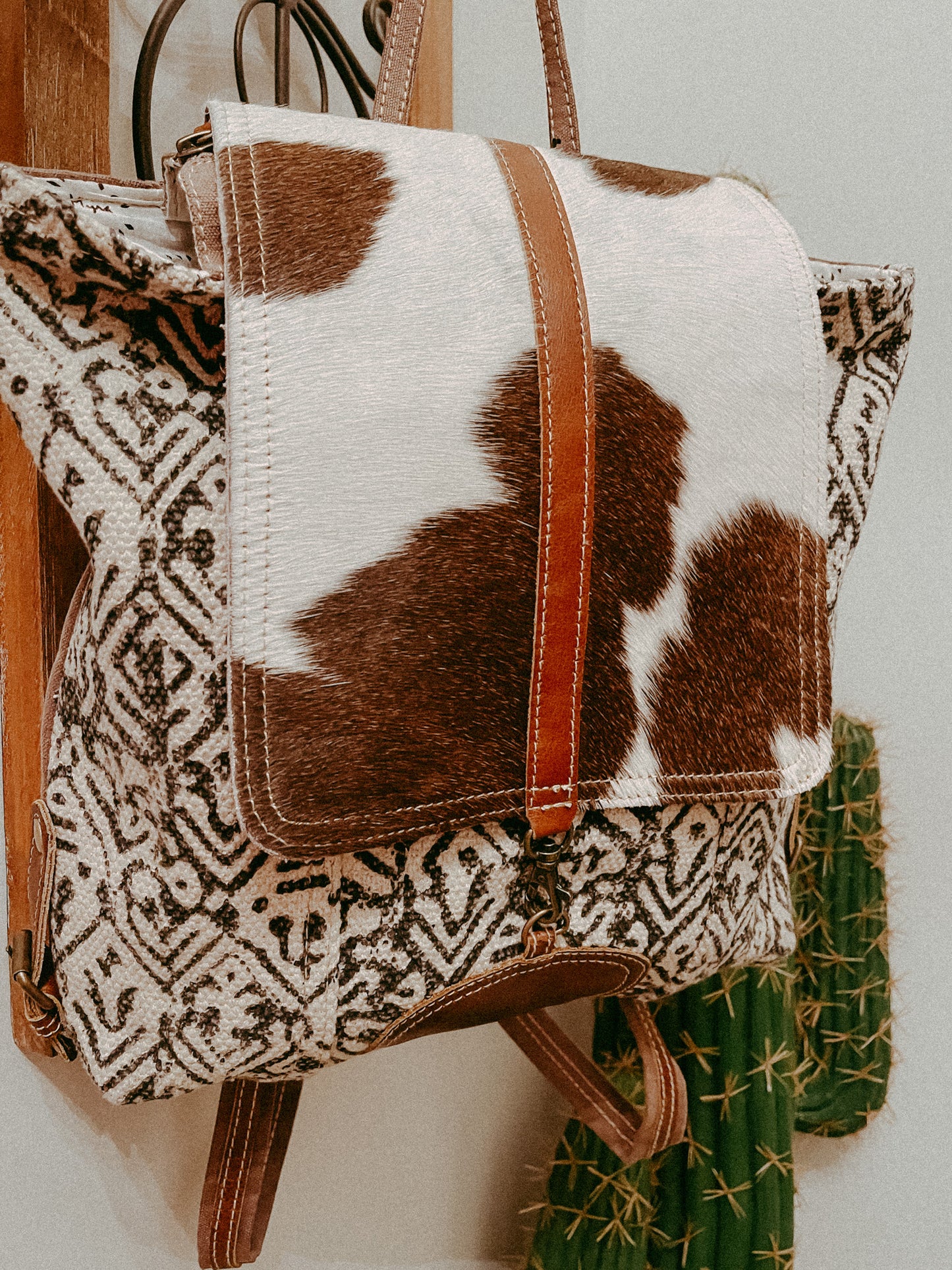 Oriental Cowhide Upcycled Backpack
