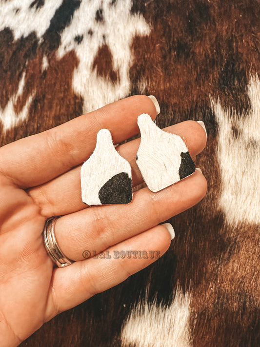 Cowtag Hair On Earrings Black