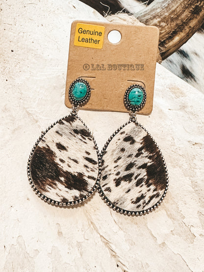 Turquoise Cow Drop Earrings