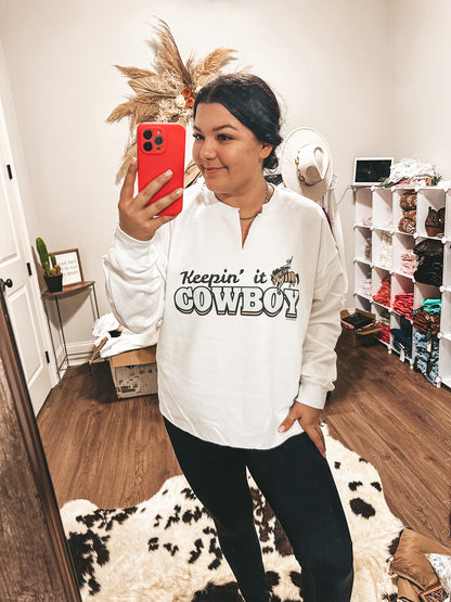 Keepin It Cowboy Raw Hem Sweatshirt