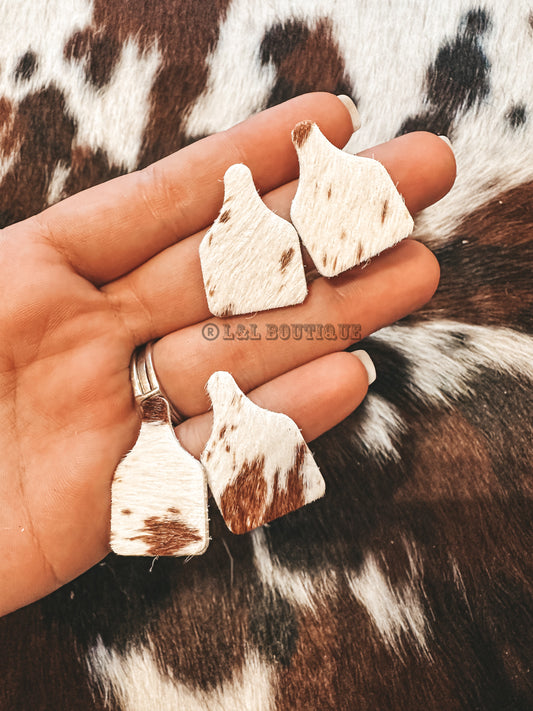 Cowtag Hair On Earrings Brown