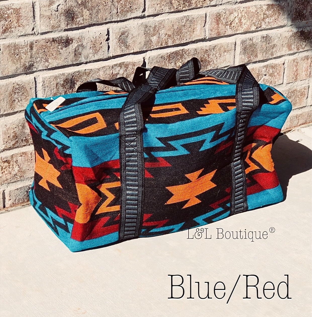 Blue & Red Aztec Weekender Bag