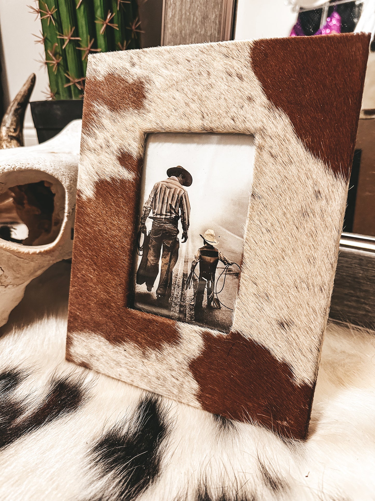 Brown Cowhide Picture Frame